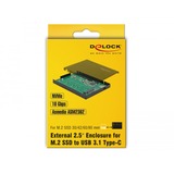 DeLOCK 42609 drevkabinet SSD kabinet Sort M.2, Drev kabinet Sort, SSD kabinet, M.2, PCI Express, 10 Gbit/sek., USB-tilslutning, Sort