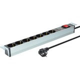 Digitus DN-95407 stikdåse 2 m 7 AC stikkontakt(er) Sølv, Strømskinne 2 m, 7 AC stikkontakt(er), Type F, Sølv, Aluminium, 250 V
