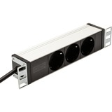 Digitus DN-95411 stikdåse 2 m 3 AC stikkontakt(er) Sort, Strømskinne 2 m, 3 AC stikkontakt(er), Type F, Aluminium, Sort, 250 V