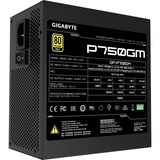 GIGABYTE P750GM enhed til strømforsyning 750 W 20+4 pin ATX ATX Sort, PC strømforsyning Sort, 750 W, 100 - 240 V, 50/60 Hz, 12-6 A, Aktiv, 16 ms