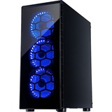 Inter-Tech CXC2 Tower Sort, Towerkabinet Sort, Tower, PC, Sort, ATX, ITX, micro ATX, Hærdet glas, Blå