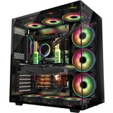 Inter-Tech C-701 Panorama Full Tower Sort, Towerkabinet Sort, Full Tower, PC, Sort, ATX, ITX, micro ATX, Metal, Hærdet glas, 13 cm