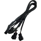 Phobya 3Pin Molex auf 4x 3Pin Molex 60cm 1 m, Y-kabel Sort, 1 m, Molex (3-pin), Molex (4-pin), Hanstik, Hunstik, Sort