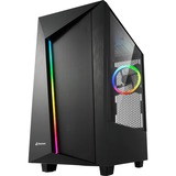 Sharkoon REV100 computeretui Midi Tower Sort, Towerkabinet Sort, Midi Tower, PC, Sort, ATX, micro ATX, Mini-ITX, Aluminium, Hærdet glas, Spil