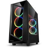Sharkoon REV200 Midi Tower Sort, Towerkabinet Sort, Midi Tower, PC, Sort, ATX, micro ATX, Mini-ITX, Spil, Kabinet faner