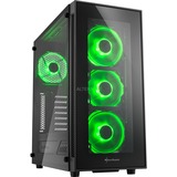 Sharkoon TG5 Midi Tower Sort, Towerkabinet Sort/Grøn, Midi Tower, PC, Sort, ATX, micro ATX, Mini-ITX, Hærdet glas, Grøn