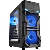 Sharkoon VG7-W Blue Midi Tower Sort, Towerkabinet Sort, Midi Tower, PC, Sort, ATX, micro ATX, Mini-ATX, Akryl, Blå