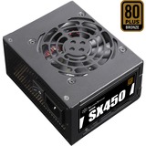 SilverStone SX450-B enhed til strømforsyning 450 W 24-pin ATX SFX Sort, PC strømforsyning Sort, 450 W, 90 - 265 V, 47 - 63 Hz, Aktiv, 120 W, 450 W