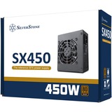 SilverStone SX450-B enhed til strømforsyning 450 W 24-pin ATX SFX Sort, PC strømforsyning Sort, 450 W, 90 - 265 V, 47 - 63 Hz, Aktiv, 120 W, 450 W