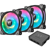 Thermaltake Riing Duo 12 RGB Premium Edition Computerkabinet Ventilator 12 cm Sort, Sag fan Sort, Ventilator, 12 cm, 500 rpm, 1500 rpm, 23,9 dB, 42,45 kubikfod/min.