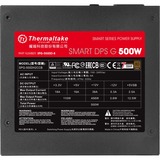Thermaltake Smart DPS G enhed til strømforsyning 500 W 24-pin ATX ATX Sort, PC strømforsyning Sort, 500 W, 100 - 240 V, 600 W, 47 - 63 Hz, 8 A, Aktiv