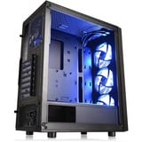 Thermaltake Versa J25 TG RGB Midi Tower Sort, Towerkabinet Sort, Midi Tower, PC, Sort, ATX, micro ATX, Mini-ITX, SPCC, Kabinet faner, Front