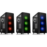 Thermaltake Versa J25 TG RGB Midi Tower Sort, Towerkabinet Sort, Midi Tower, PC, Sort, ATX, micro ATX, Mini-ITX, SPCC, Kabinet faner, Front