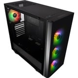 Thermaltake View 21 TG RGB Plus Midi Tower Sort, Towerkabinet Sort, Midi Tower, PC, Sort, ATX, micro ATX, Mini-ATX, SPCC, Hærdet glas, Spil