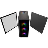 Thermaltake View 21 TG RGB Plus Midi Tower Sort, Towerkabinet Sort, Midi Tower, PC, Sort, ATX, micro ATX, Mini-ATX, SPCC, Hærdet glas, Spil