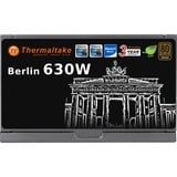 Thermaltake W0393RE enhed til strømforsyning 630 W 20+4 pin ATX ATX Sort, PC strømforsyning Sort, 630 W, 100 - 240 V, 700 W, 50 - 60 Hz, 10 A, Aktiv, Detail