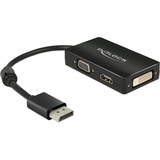 DeLOCK 0.16m DisplayPort/VGA+HDMI+DVI 0,16 m VGA (D-Sub)+ HDMI + DVI Sort, Adapter Sort, 0,16 m, DisplayPort, VGA (D-Sub)+ HDMI + DVI, Hanstik, Hunstik, 1920 x 1200 pixel