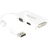 DeLOCK 0.16m DisplayPort/VGA+HDMI+DVI-D 0,16 m VGA (D-Sub)+ HDMI + DVI Hvid, Adapter Hvid, 0,16 m, DisplayPort, VGA (D-Sub)+ HDMI + DVI, Hanstik, Hunstik, 1920 x 1200 pixel