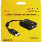 DeLOCK 61848 videokabel adapter 0,125 m VGA (D-Sub) DisplayPort Sort Sort, 0,125 m, VGA (D-Sub), DisplayPort, Hanstik, Hunstik, Sort