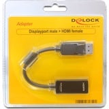 DeLOCK 61849 videokabel adapter 0,125 m DisplayPort HDMI Type A (Standard) Sort Sort, 0,125 m, DisplayPort, HDMI Type A (Standard), Hanstik, Hunstik, Sort, Lite detail