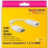 DeLOCK 63936 videokabel adapter 0,1 m DisplayPort HDMI Hvid Hvid, 0,1 m, DisplayPort, HDMI, Hanstik, Hunstik, Lige