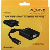 DeLOCK 65558 USB grafisk adapter 1920 x 1080 pixel Sort Sort, 1920 x 1080 pixel
