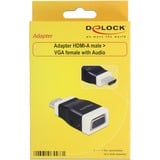 DeLOCK 65586 kabel kønsskifter HDMI-A VGA Sort, Hvid, Adapter Sort, HDMI-A, VGA, Sort, Hvid