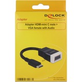 DeLOCK 65588 videokabel adapter HDMI Type C (Mini) VGA (D-Sub) + 3.5mm Sort HDMI Type C (Mini), VGA (D-Sub) + 3.5mm, Hanstik, Hunstik, 1920 x 1200 pixel, Sort