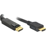 DeLOCK 82435 videokabel adapter 3 m HDMI Displayport Sort Sort, 3 m, HDMI, Displayport, Hanstik, Hanstik, Lige