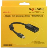 DeLOCK Adapter mini Displayport / HDMI 0,18 m HDMI Type A (Standard) Sort Sort, 0,18 m, Mini DisplayPort, HDMI Type A (Standard), Hanstik, Hunstik, Sort