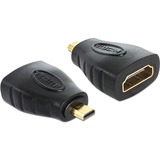 DeLOCK HDMI micro D/HDMI A HDMI mirco D Sort, Adapter Sort, HDMI mirco D, HDMI A, Sort