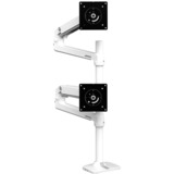 Ergotron LX Series LX Dual Stacking Arm 101,6 cm (40") Hvid Skrivebord, Skærmbeslag Hvid, Klemme, 9,1 kg, 101,6 cm (40"), 100 x 100 mm, Højdejustering, Hvid