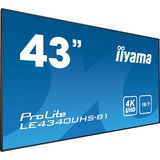 iiyama LE4340UHS-B1 skilte display 108 cm (42.5") LED 350 cd/m² 4K Ultra HD Sort Android 18/7, Offentlig visning Sort, 108 cm (42.5"), LED, 3840 x 2160 pixel, 18/7