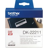 Brother DK-22211 etiketbånd Sort på hvid, Tape Sort på hvid, 1 stk, DK, Sort, Hvid, Direkte termisk, Brother