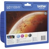 Brother LC1100HYVALBPDR blækpatron 4 stk Original Sort, Blå, Magenta, Gul Sort, Blå, Magenta, Gul, 4 stk, 900 Sider, 750 Sider, Multipakke