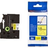 Brother TZE-FX641 etiketbånd Sort på gul TZ, Tape Sort på gul, TZ, Sort, Kina, 5 År, 1,8 cm