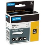 Dymo Rhino industrielle fleksible nylonetiketter | 19 mm x 3,5 m | Sort tekst på hvid | Selvklæbende | til Rhino- og LabelManager-mærkningsmaskiner, Tape 5 m | Sort tekst på hvid | Selvklæbende | til Rhino- og LabelManager-mærkningsmaskiner, Sort på hvid, Flerfarvet, Nylon, -10 - 80 °C, UL 969, DYMO