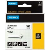 Dymo Rhino industrielle vinyletiketter | 19 mm x 5,5 m | Sort tekst på hvid | Selvklæbende | til Rhino & LabelManager etiketmaskiner, Tape 5 m | Sort tekst på hvid | Selvklæbende | til Rhino & LabelManager etiketmaskiner, D1, Hvid, Vinyl, Belgien, 5,5 m, 1 stk