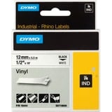 Dymo Rhino industrielle vinylmærkater | 12 mm x 5,5 m | Sort tekst på hvid | Selvklæbende | til Rhino & LabelManager mærkemaskiner, Tape 5 m | Sort tekst på hvid | Selvklæbende | til Rhino & LabelManager mærkemaskiner, D1, Vinyl, Belgien, 5,5 m, 1 stk, 34 mm