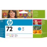 HP 72 DesignJet-blækpatron med 130 ml, cyan cyan, Højt (XL) udbytte, Farvebaseret blæk, 130 ml, 1 stk