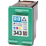 HP Original 343-blækpatron, trefarvet trefarvet, Standard udbytte, Blå, Magenta, Gul, Farvebaseret blæk, 1 stk, 330 Sider, Detail