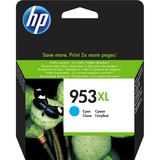 HP Original 953XL-blækpatron med høj kapacitet, cyan cyan, Højt (XL) udbytte, Pigmentbaseret blæk, 18 ml, 1450 Sider, 1 stk, Enkelt pakke