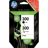 HP Originale 300-blækpatroner, sort/trefarvet, 2-pak sort/trefarvet, 2-pak, Pigmentbaseret blæk, Farvebaseret blæk, 200 Sider, 165 Sider, 2 stk, Kombinationspakke