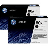 HP Originale 80X LaserJet-tonerpatroner med høj kapacitet, sort, 2-pak sort, 2-pak, 13800 Sider, Sort, 2 stk