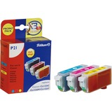 Pelikan P21 blækpatron 3 stk Blå, Magenta, Gul Pigmentbaseret blæk, 3 stk, Multipakke