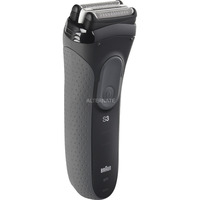 Braun Serie 3 3000S Folie shaver Grå Sort/grå, Folie shaver, Grå, Opladning, Vekselstrøm/batteri, Indbygget batteri, 30 min.