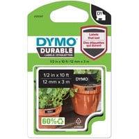 Dymo Ægte D1 Holdbare Etiketter | Hvid tekst på sort tape | 12 mm x 3 m | Etikettape til LabelManager-mærkningsmaskiner Hvid på sort, Sort, Vinyl, Belgien, -40 - 80 °C, DYMO