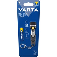 Varta Day Light Key Chain Light Aluminium, Sort Nøglering med lommelygte LED Sort/Sølv, Nøglering med lommelygte, Aluminium, Sort, Syntetisk ABS, Aluminium, Gummi, LED, 1 Lampe( r), 12 lm