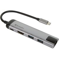 Verbatim 49141 dockingstation USB 3.2 Gen 1 (3.1 Gen 1) Type-C Sort, Sølv, USB hub Sølv/Sort, USB 3.2 Gen 1 (3.1 Gen 1) Type-C, Sort, Sølv, USB 3.2 Gen 1 (3.1 Gen 1) Type-C, Metal, 3 A, 5 - 40 °C