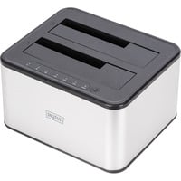 Digitus Dobbelt SATA HDD dockingstation, Docking station Sølv/Sort
